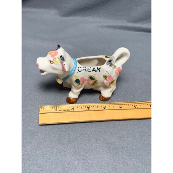 Vintage Cow-Shaped Creamer with Floral Design & "Cream" Label - Picture 8 of 11